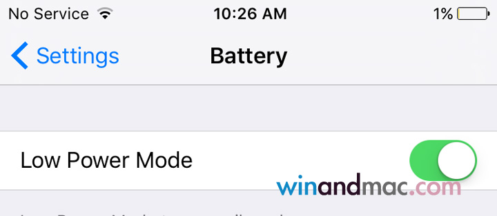 iOS 9 Low Power Mode